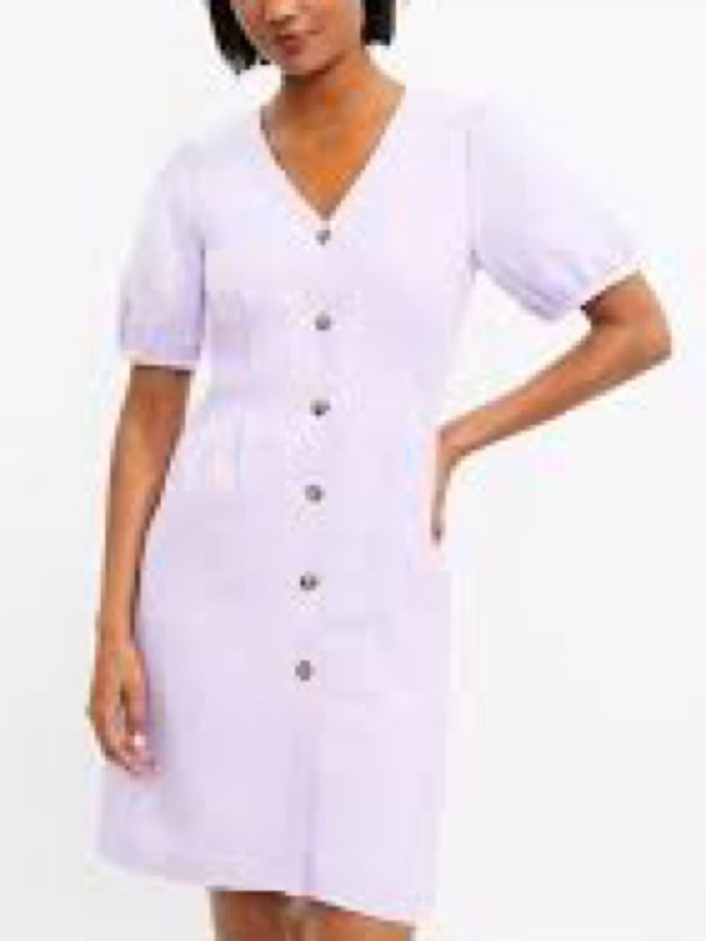 LOFT Lilac V-Neck Button Mini Dress